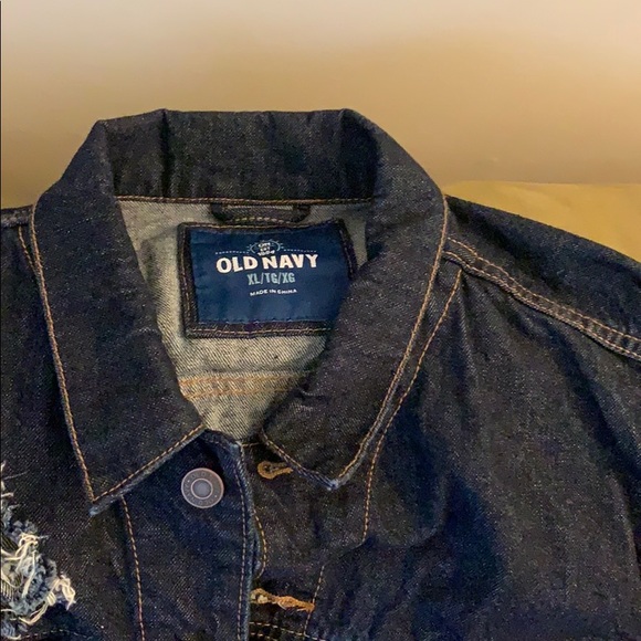 Custom distressed navy denim jacket - Picture 3 of 6